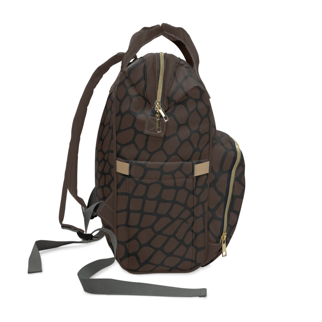 Giraffe Print Commuter Backpack, Brown/Black