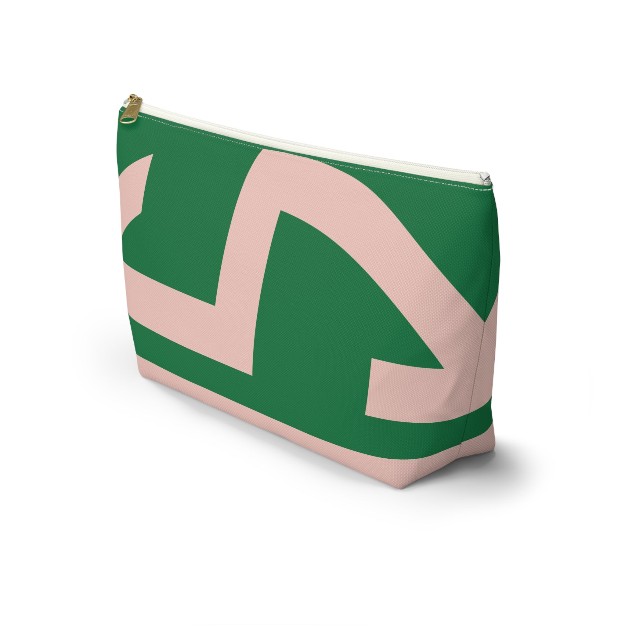 Signia Block Accessory Pouch, Green & Blush Pink