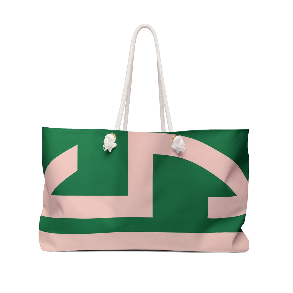 Signia Block Monogram Weekender Beach Bag, Green & Blush Pink