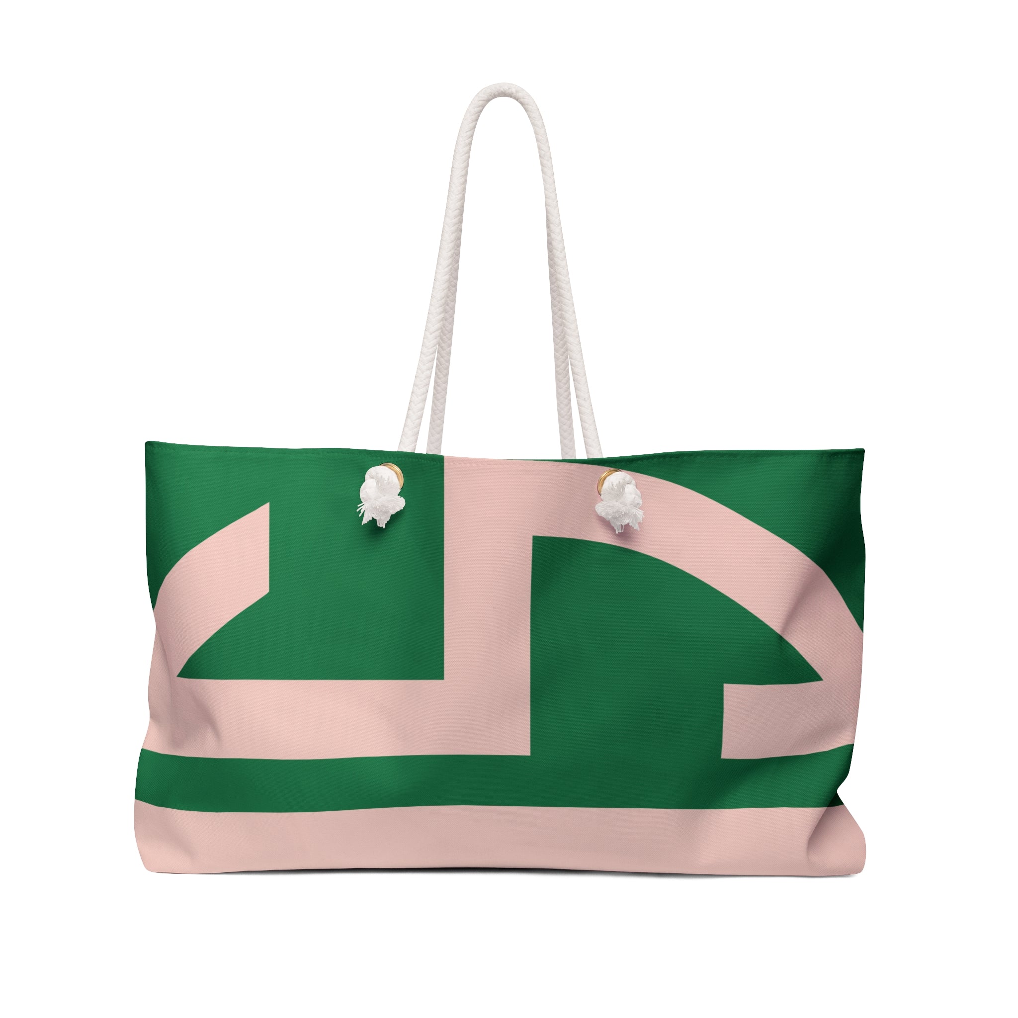 Signia Block Monogram Weekender Beach Bag, Green & Blush Pink