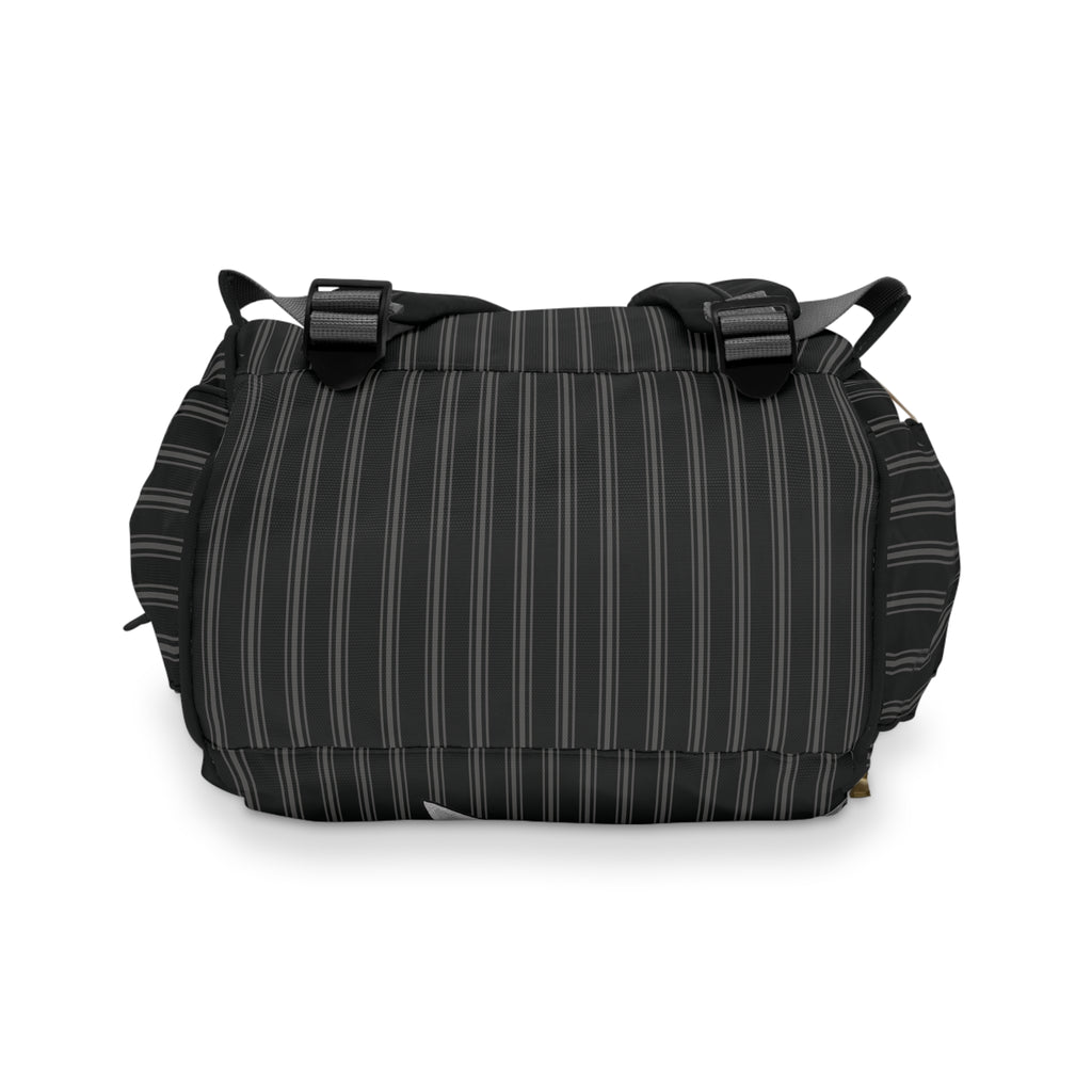 Pinstripe in Bloom Commuter Backpack, Black/Gray
