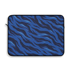 Blue Tiger Stripe Padded Laptop Sleeve | Navy & Royal Blue Animal Print Computer Case