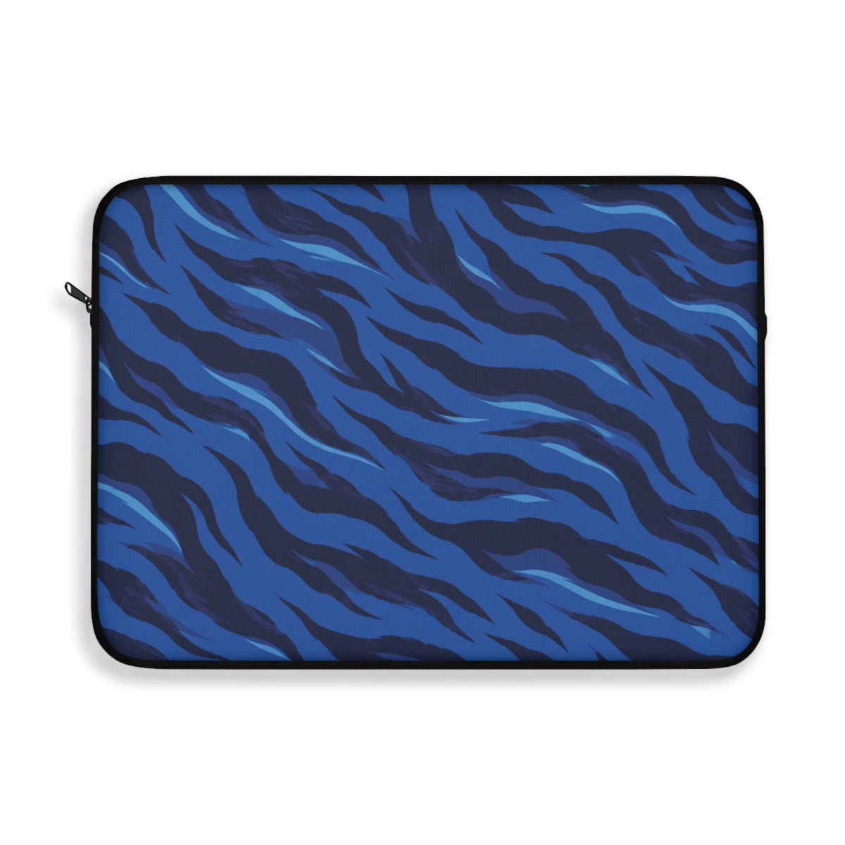 Blue Tiger Stripe Padded Laptop Sleeve | Navy & Royal Blue Animal Print Computer Case
