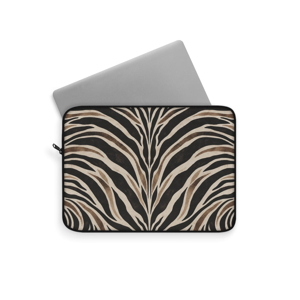 Wild Society Zebra Padded Laptop Sleeve | Neutral Animal Print Computer Case
