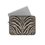 Wild Society Zebra Padded Laptop Sleeve | Neutral Animal Print Computer Case