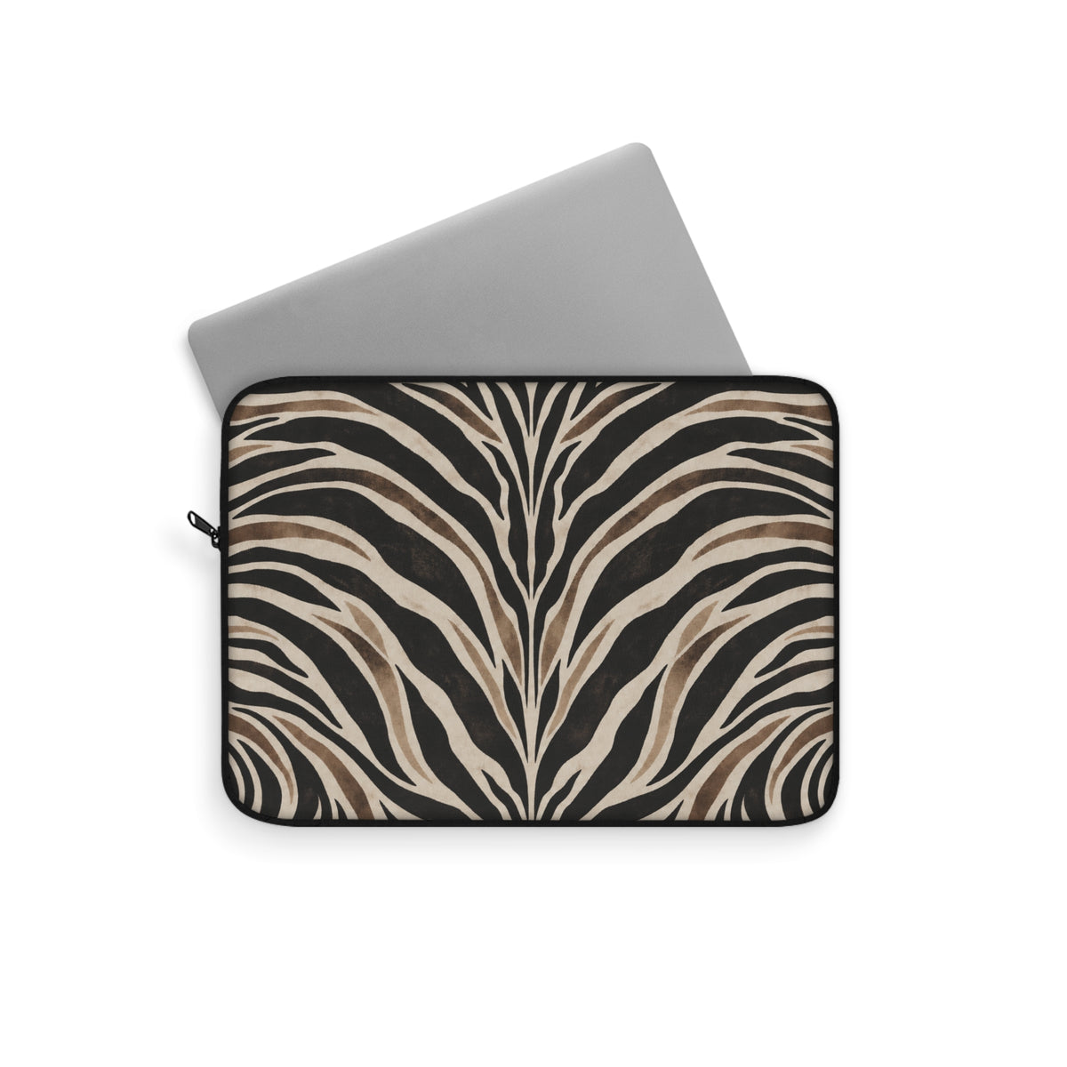 Wild Society Zebra Padded Laptop Sleeve | Neutral Animal Print Computer Case