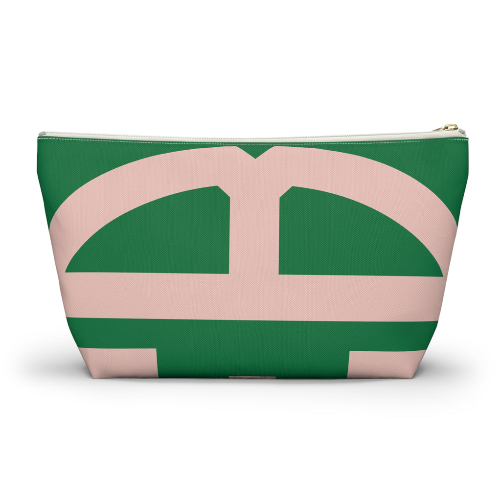 Signia Block Accessory Pouch, Green & Blush Pink