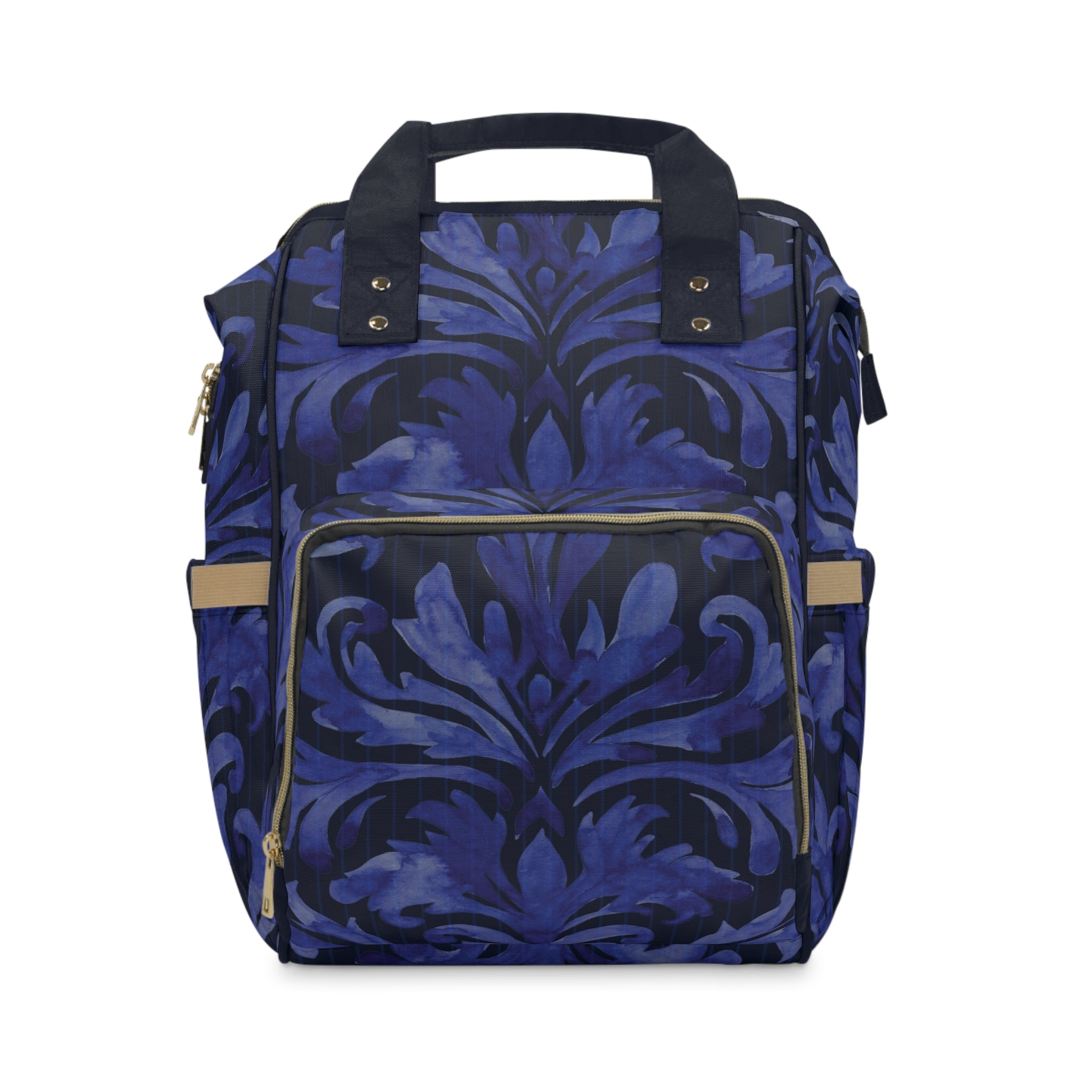 Blue Damask Nylon Multifunctional Carry-On Backpack — Lightweight Travel & Everyday Essential