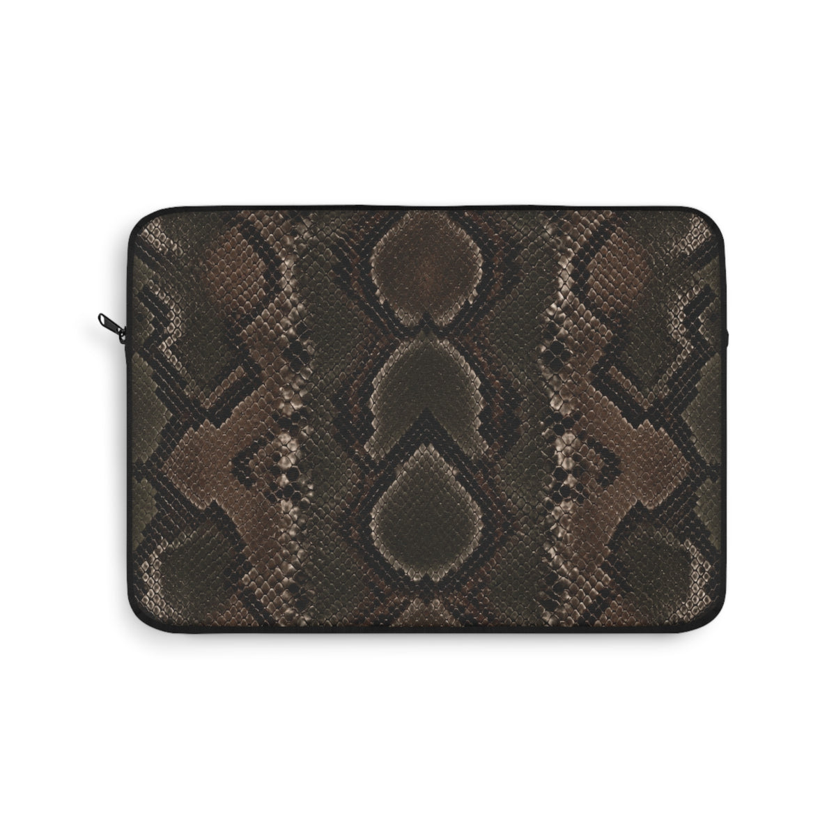 Python Allure Padded Laptop Sleeve | Olive & Brown Snakeskin Print Computer Case