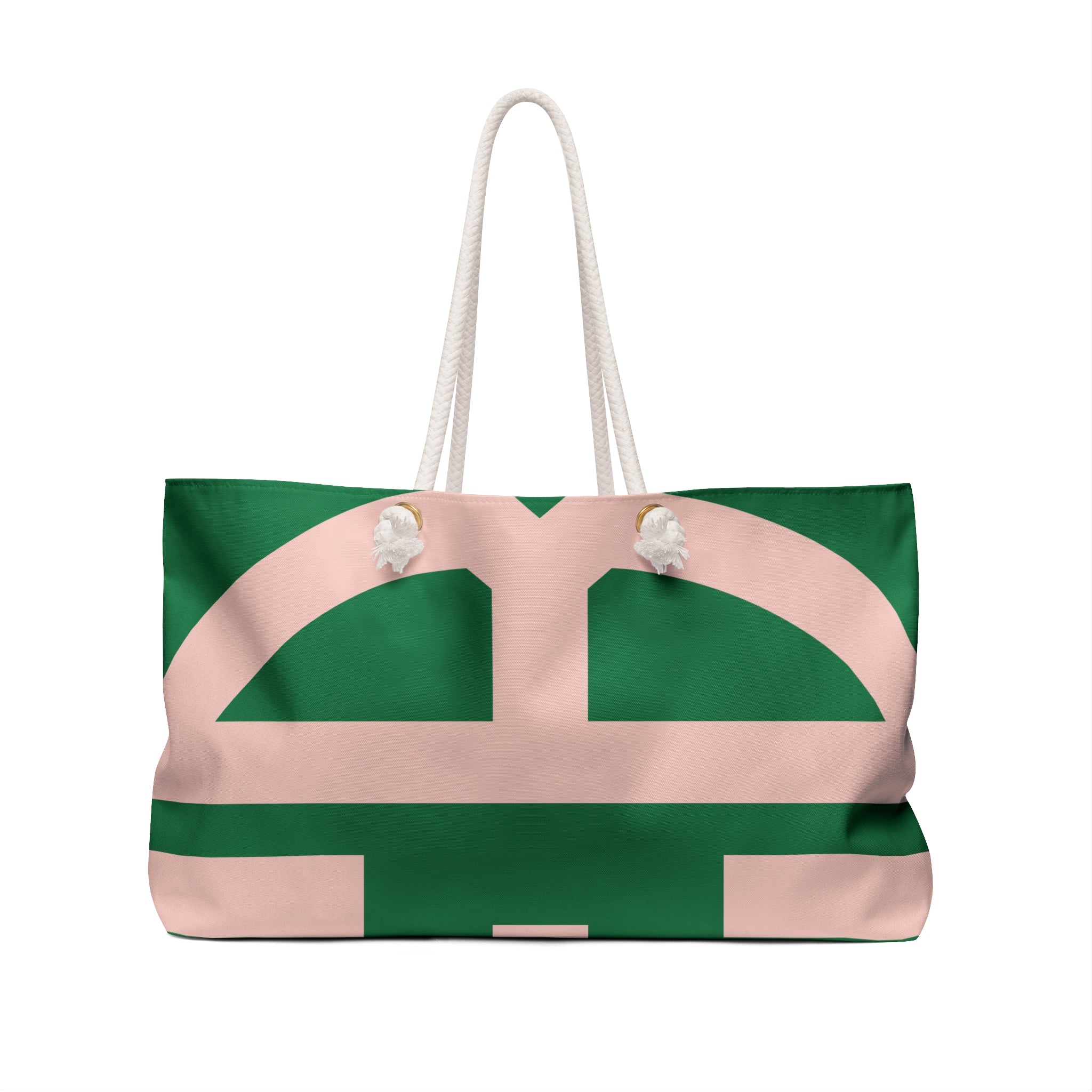 Signia Block Monogram Weekender Beach Bag, Green & Blush Pink