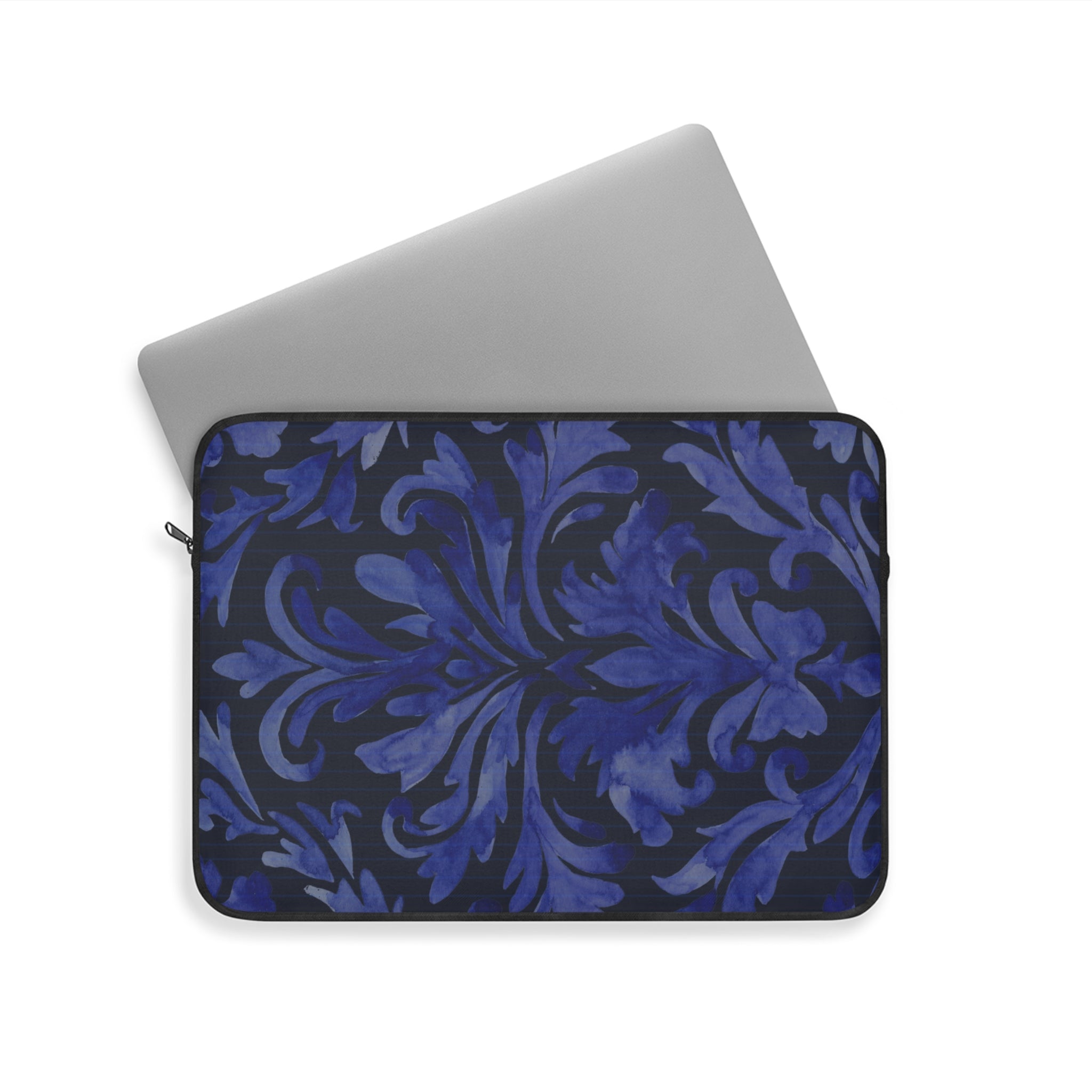Blue Damask Slim Protective Laptop Sleeve —  Available in 12", 13", 15"