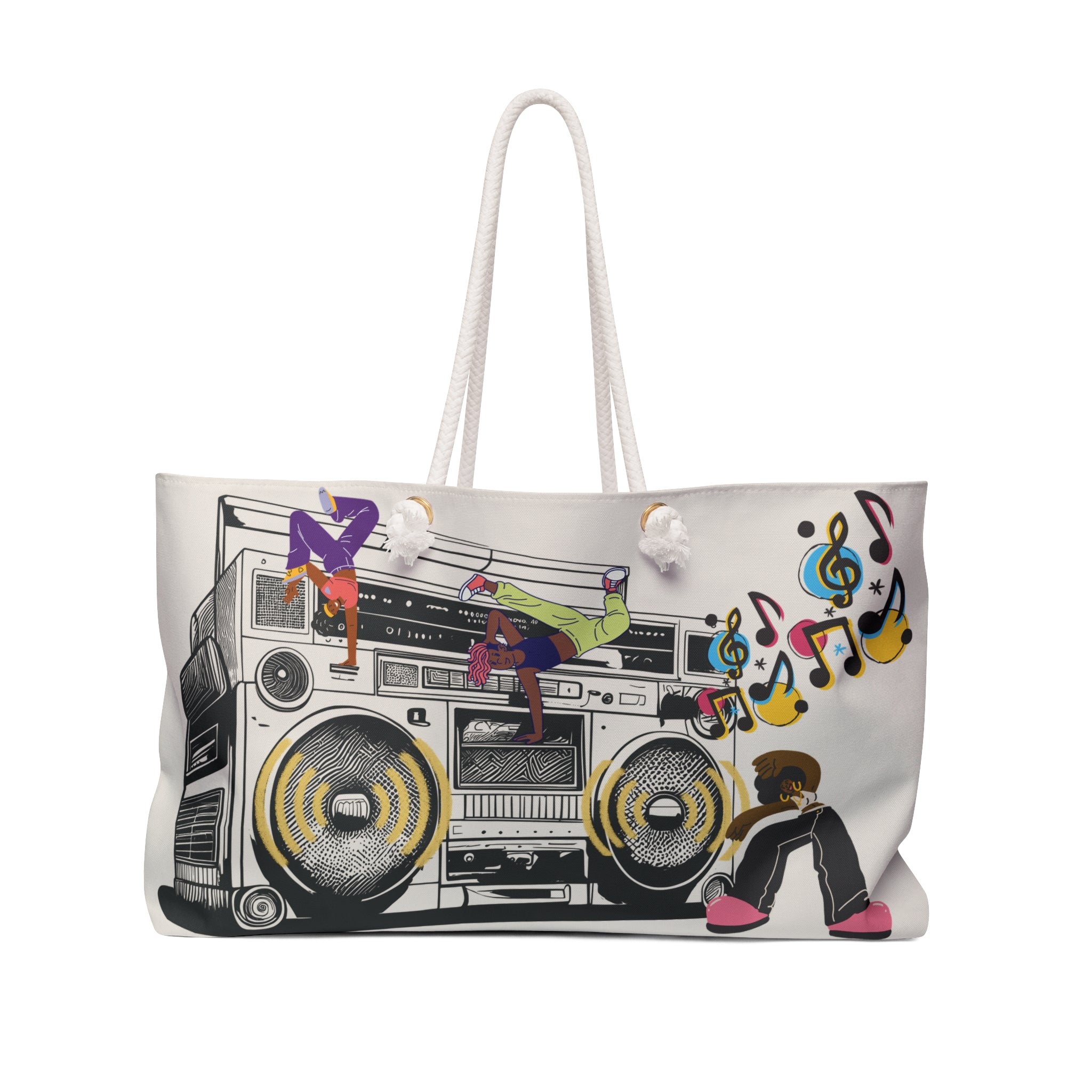 Retro Boombox Packable Oversized Carryall Tote — Lightweight Multipurpose Beach & Travel Bag