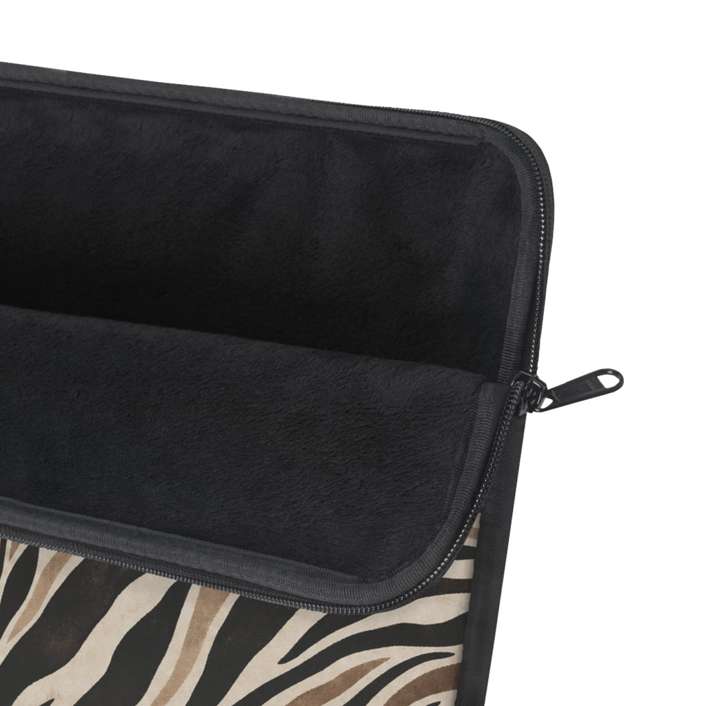 Wild Society Zebra Padded Laptop Sleeve | Neutral Animal Print Computer Case