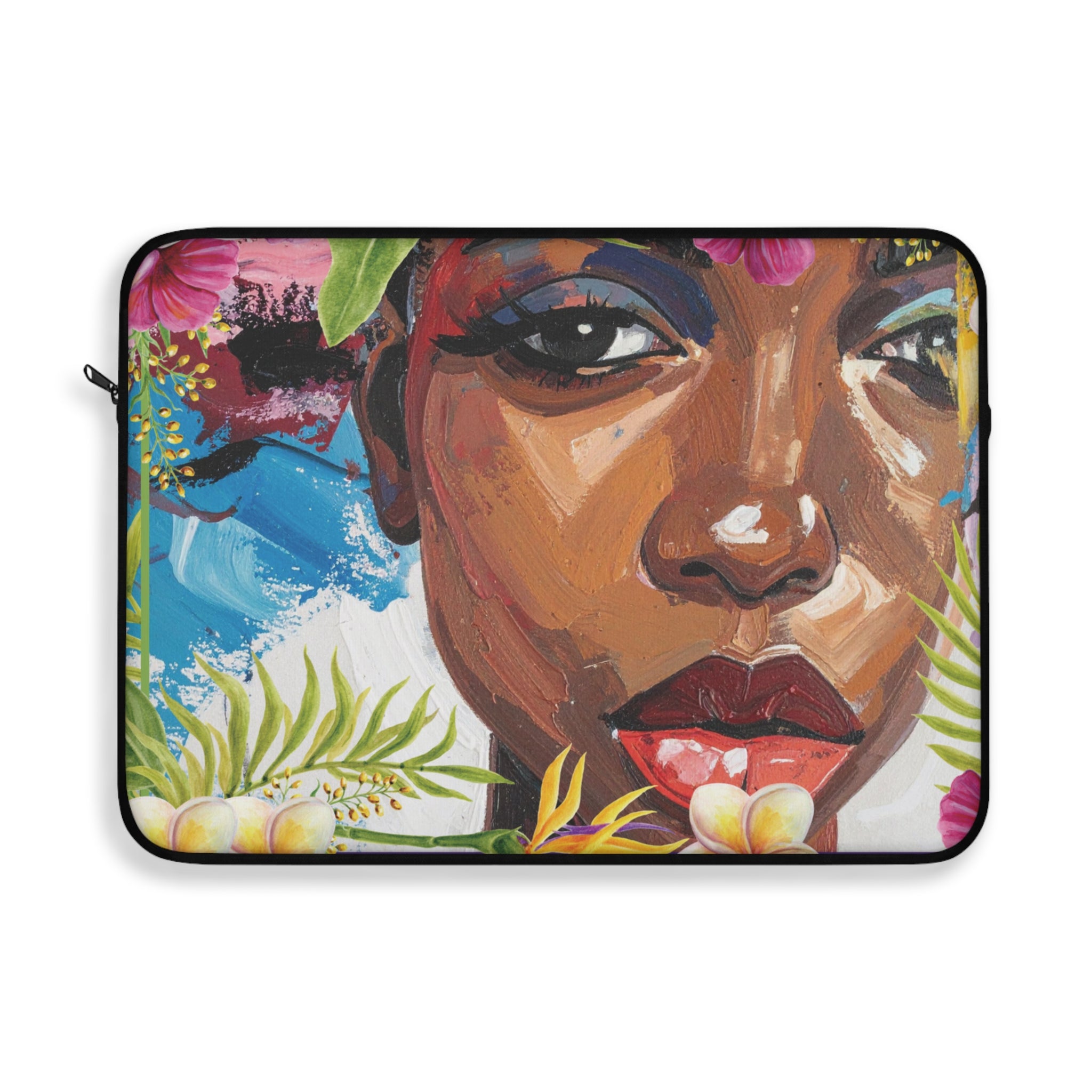 Tropical Brown Beauty Portrait Laptop Sleeve, Multicolor