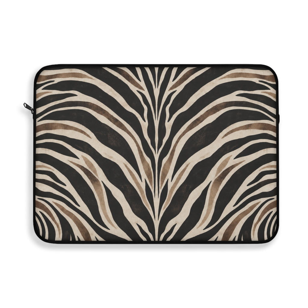 Wild Society Zebra Padded Laptop Sleeve | Neutral Animal Print Computer Case