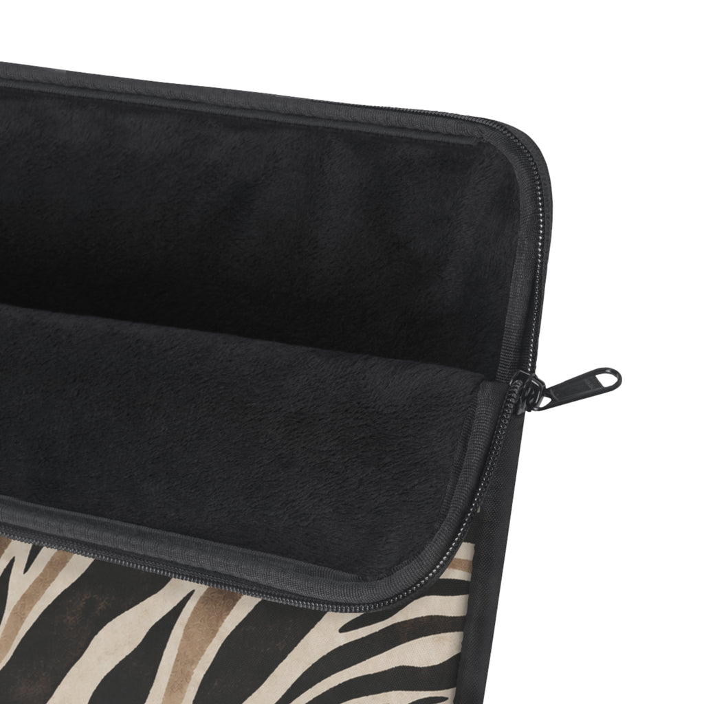 Wild Society Zebra Padded Laptop Sleeve | Neutral Animal Print Computer Case