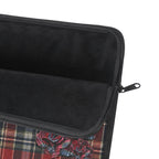 Rogue Rosette Plaid Padded Laptop Sleeve | Red & Navy Floral Computer Case