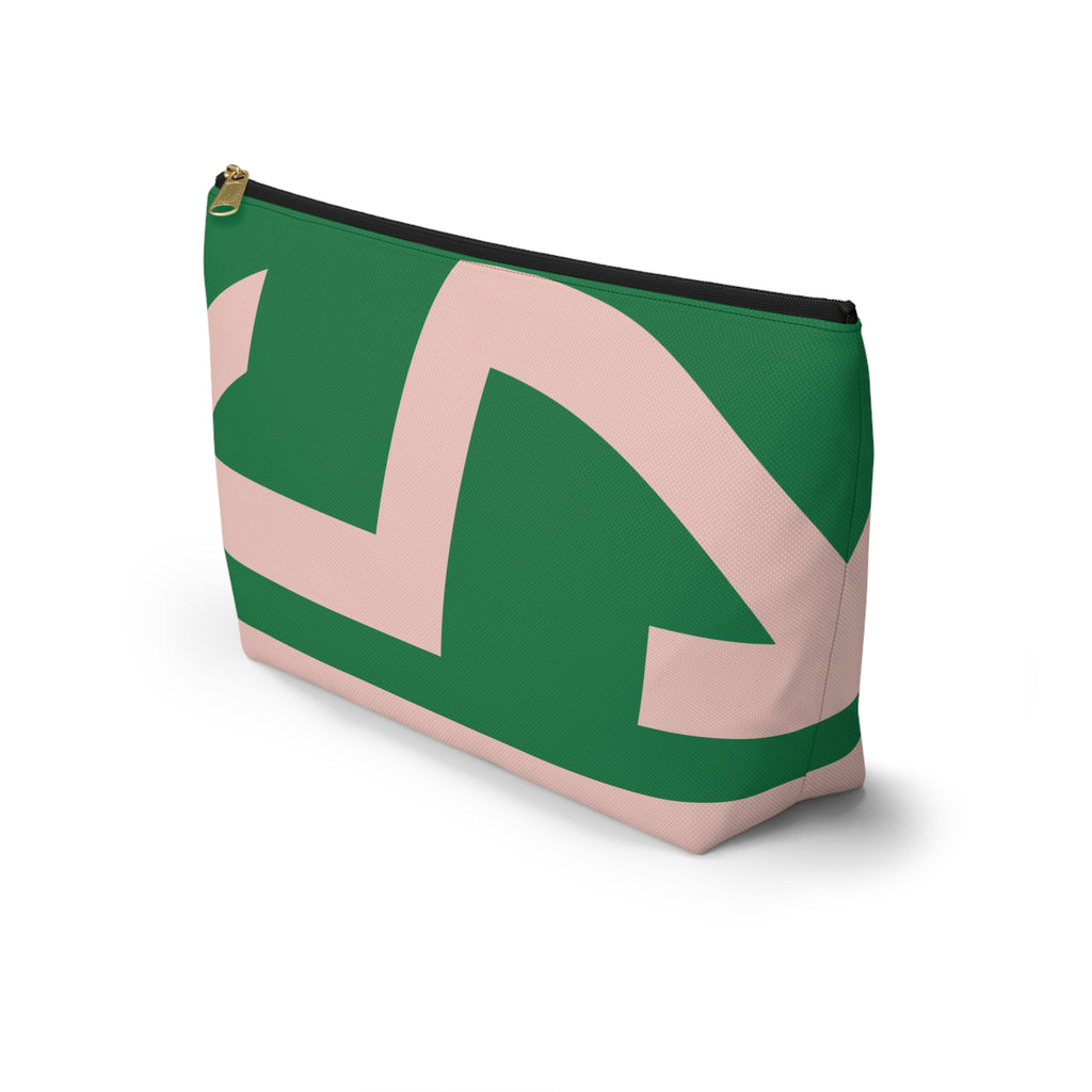 Signia Block Accessory Pouch, Green & Blush Pink