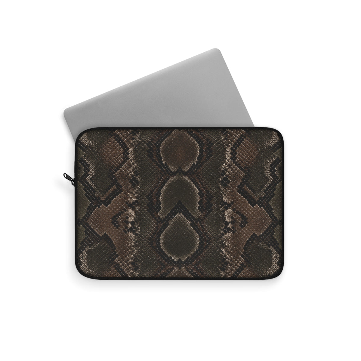 Python Allure Padded Laptop Sleeve | Olive & Brown Snakeskin Print Computer Case
