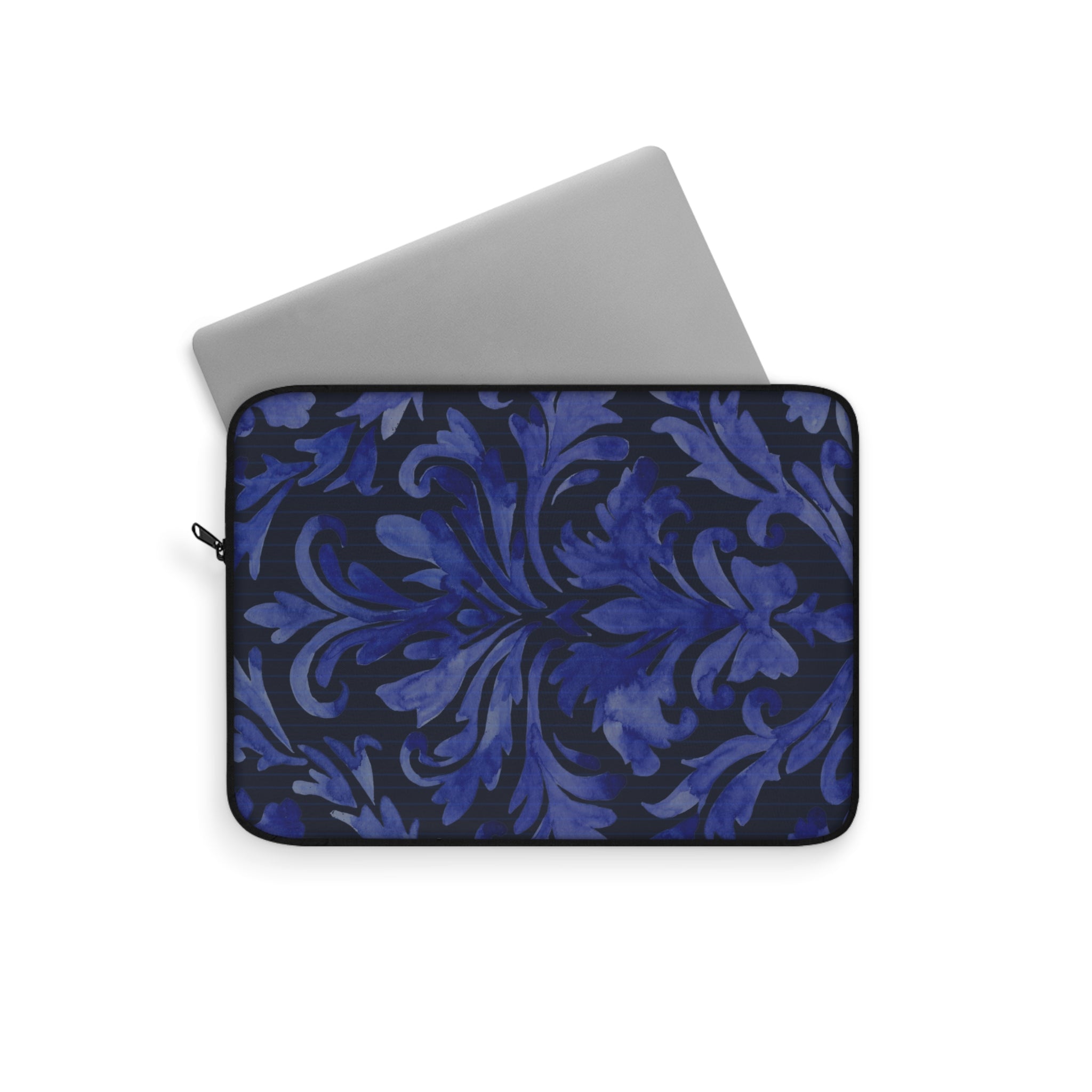 Blue Damask Slim Protective Laptop Sleeve —  Available in 12", 13", 15"