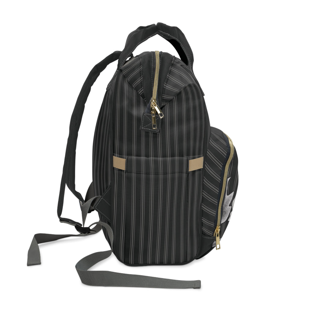 Pinstripe in Bloom Commuter Backpack, Black/Gray