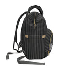 Pinstripe in Bloom Commuter Backpack, Black/Gray
