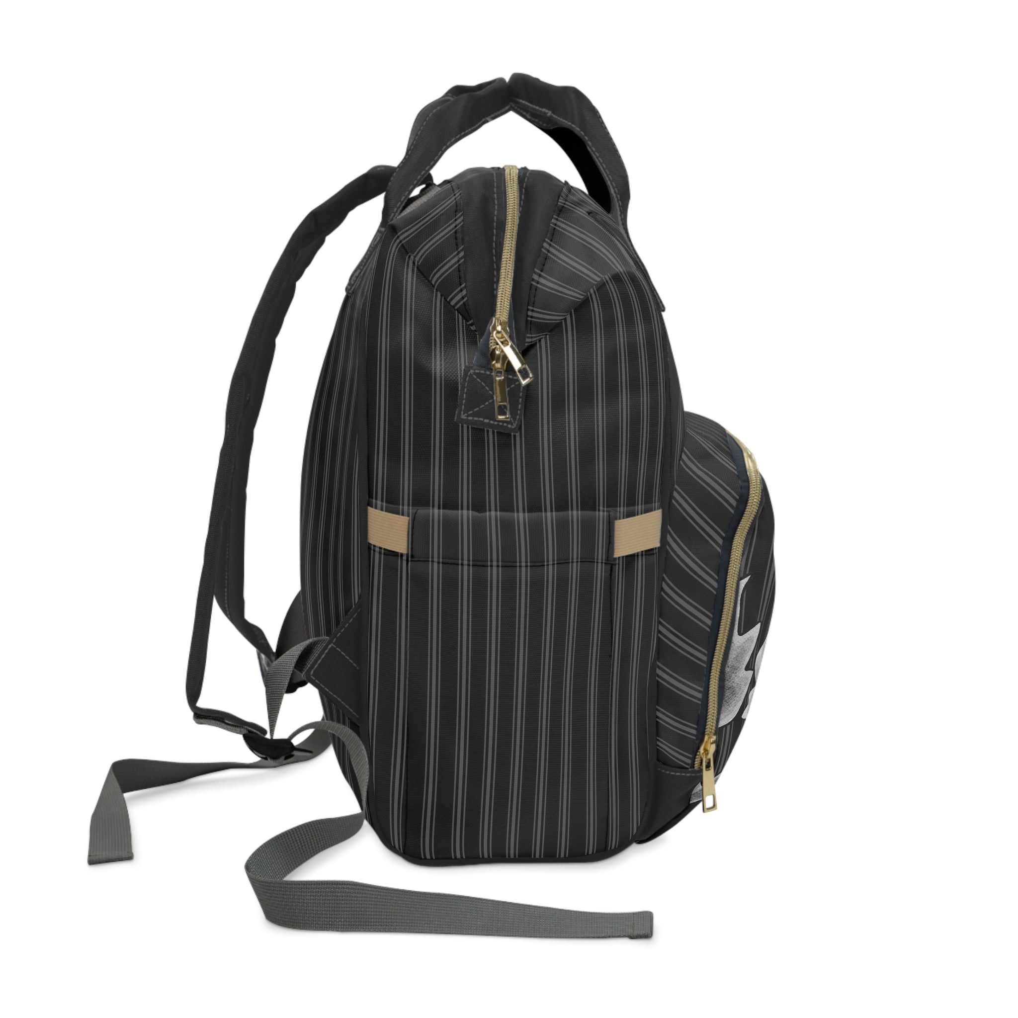 Pinstripe in Bloom Commuter Backpack, Black/Gray