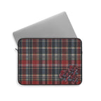 Rogue Rosette Plaid Padded Laptop Sleeve | Red & Navy Floral Computer Case