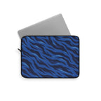Blue Tiger Stripe Padded Laptop Sleeve | Navy & Royal Blue Animal Print Computer Case