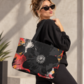 Floral Noir Oversized Carryall Weekender Tote Bag