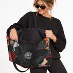 Floral Noir Oversized Carryall Weekender Tote Bag