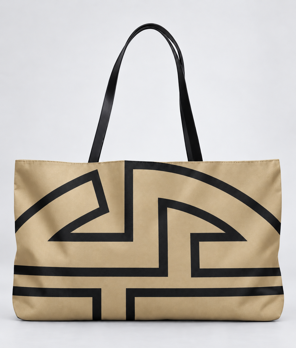 Bold Personalized Monogram Weekender Tote Bag – Natural & Black