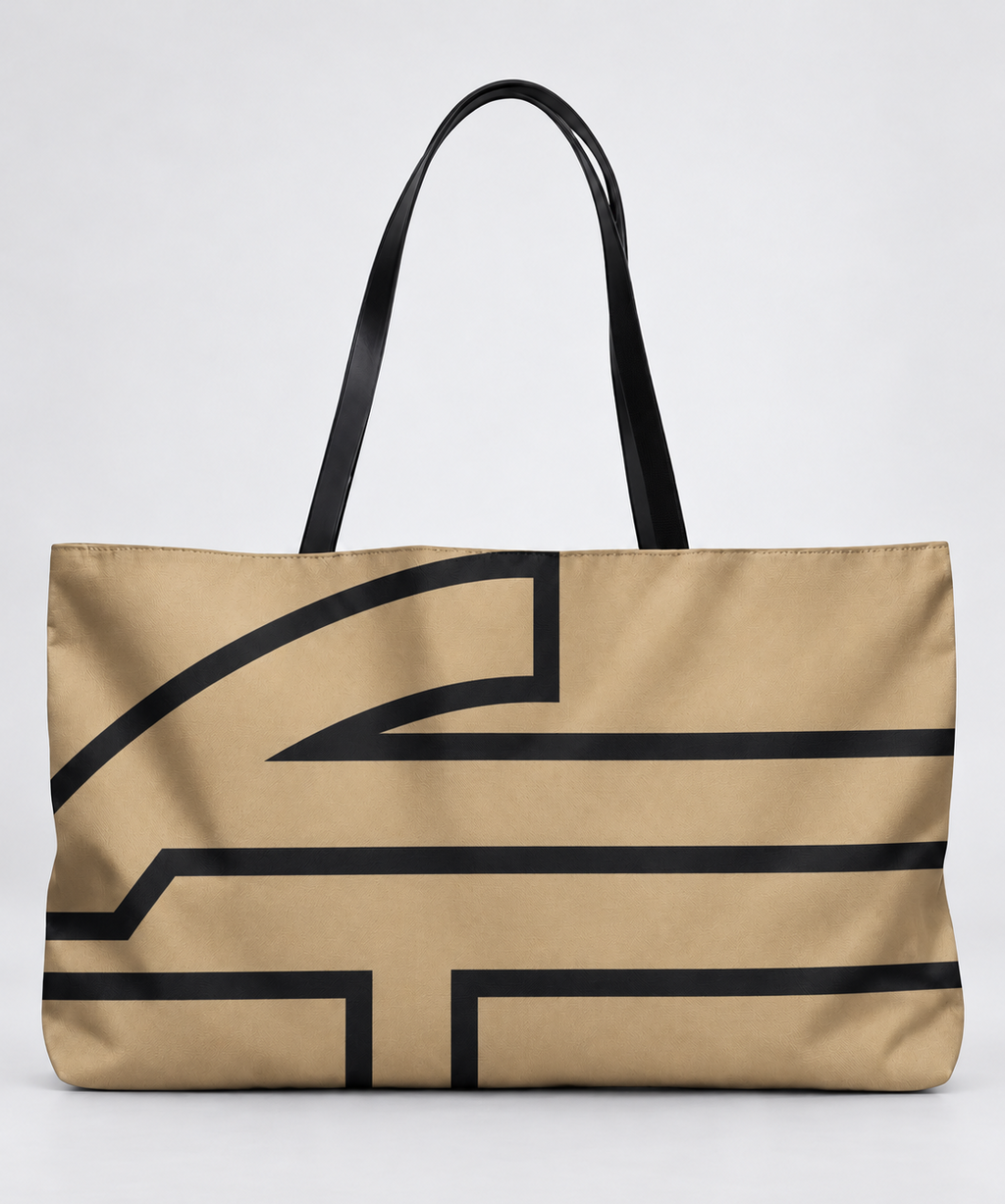 Bold Personalized Monogram Weekender Tote Bag – Natural & Black