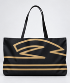 Bold Personalized Monogram Weekender Tote Bag, Black & Champagne Gold