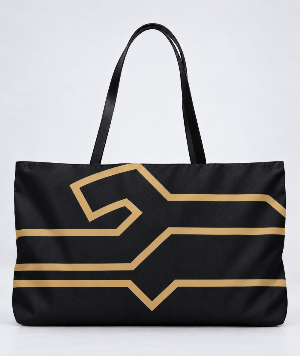 Bold Personalized Monogram Weekender Tote Bag, Black & Champagne Gold