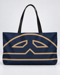 Bold Personalized Monogram Weekender Tote Bag – Navy & Camel