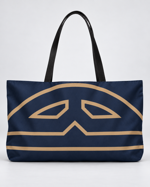 Bold Personalized Monogram Weekender Tote Bag – Navy & Camel