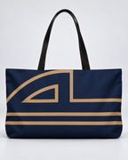 Bold Personalized Monogram Weekender Tote Bag – Navy & Camel