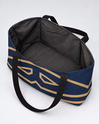 Bold Personalized Monogram Weekender Tote Bag – Navy & Camel