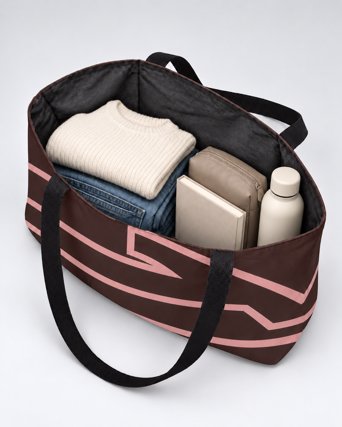 Bold Personalized Monogram Weekender Tote Bag – Chocolate & Blush