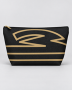 Bold Personalized Monogram Accessory Cosmetic Pouch – Black & Champagne Gold