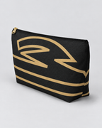 Bold Personalized Monogram Accessory Cosmetic Pouch – Black & Champagne Gold