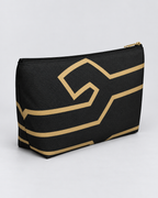 Bold Personalized Monogram Accessory Cosmetic Pouch – Black & Champagne Gold