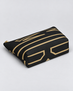 Bold Personalized Monogram Accessory Cosmetic Pouch – Black & Champagne Gold