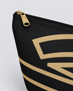 Bold Personalized Monogram Accessory Cosmetic Pouch – Black & Champagne Gold