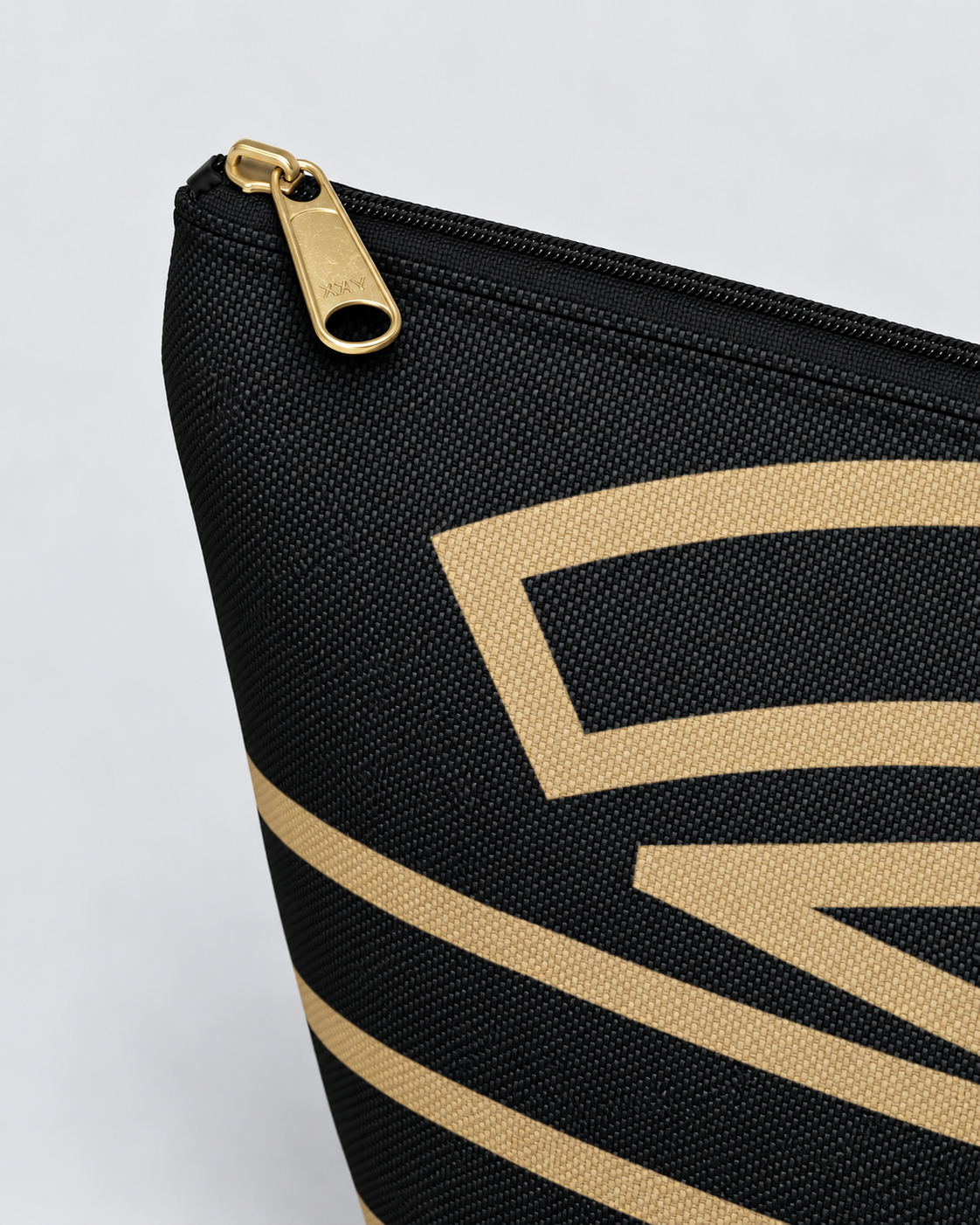 Bold Personalized Monogram Accessory Cosmetic Pouch – Black & Champagne Gold