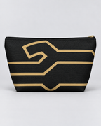 Bold Personalized Monogram Accessory Cosmetic Pouch – Black & Champagne Gold