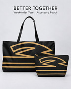 Bold Personalized Monogram Accessory Cosmetic Pouch – Black & Champagne Gold