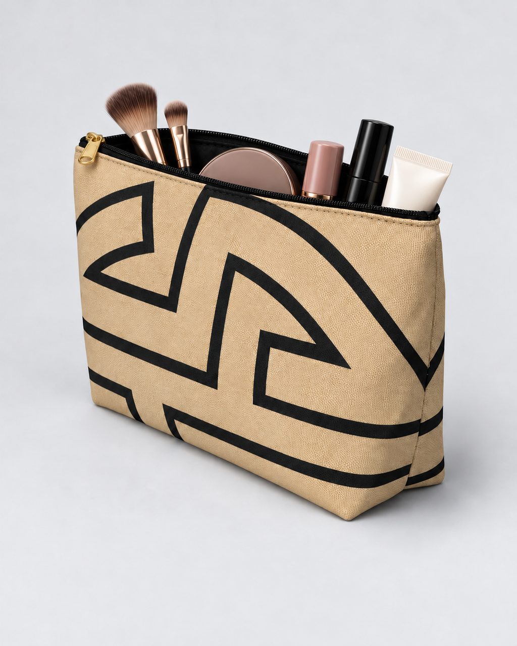 Bold Personalized Monogram Accessory Cosmetic Pouch – Natural & Black