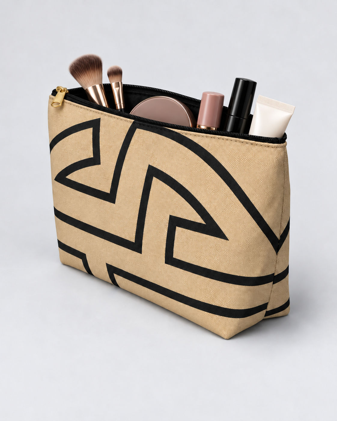 Bold Personalized Monogram Accessory Cosmetic Pouch – Natural & Black